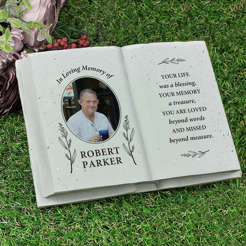 Personalised Botanical Book Memorial Photo Upload Resin Style Book