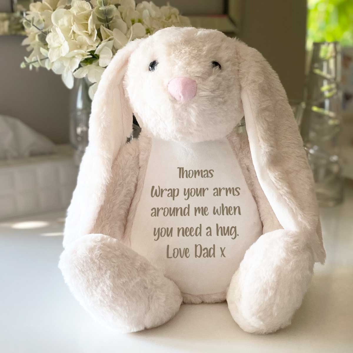 Personalised Comfort Bunny - Grey, Cream, Brown