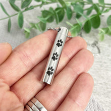 Load image into Gallery viewer, Pet Paw Prints Cremation Ashes Memorial Urn Necklace