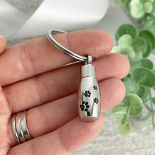 Load image into Gallery viewer, Pet Paw Prints Cremation Ashes Memorial Urn Keyring