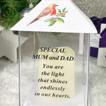 Load image into Gallery viewer, Robin Memorial LED Lantern - Mum and Dad