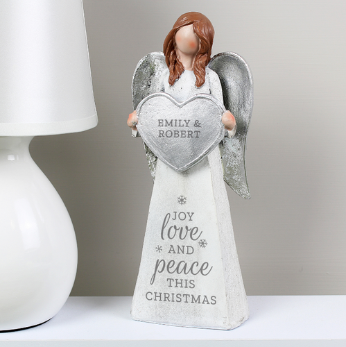 Personalised Christmas Ornament. Angel. 'Joy Love And Peace This Christmas'.