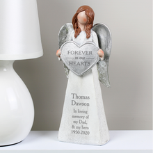 Load image into Gallery viewer, Personalised Memorial Ornament. Angel. &#39;Forever In Our Hearts&#39; Sentiment.