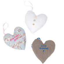 Load image into Gallery viewer, Bespoke Heart, Your Loved Ones Fabric, Embroidered With Your Message
