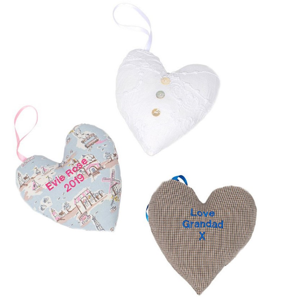 Bespoke Heart, Your Loved Ones Fabric, Embroidered With Your Message