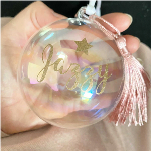 Personalised 'Any Name' Iridescent Glass Bauble