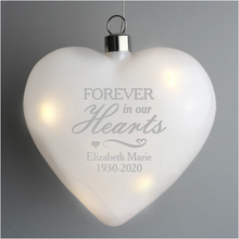 Load image into Gallery viewer, Personalised Christmas LED Hanging Glass Heart - Memorial