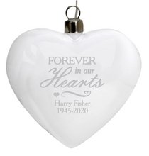 Load image into Gallery viewer, Personalised Christmas LED Hanging Glass Heart - Memorial