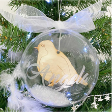 Load image into Gallery viewer, Personalised Wooden Hanging Robin Bauble
