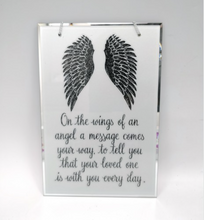 Load image into Gallery viewer, Condolence Mirror. Angel Wings Motif. &#39;Your Loved One Is With You Every Day.&#39;