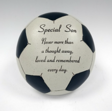 Load image into Gallery viewer, Graveside / Memorial Tribute. Football Shaped. &#39;Special Son, Remembered Every Day&#39;