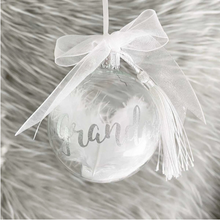 Load image into Gallery viewer, Personalised Luxury Feather Filled Glass Memorial Bauble