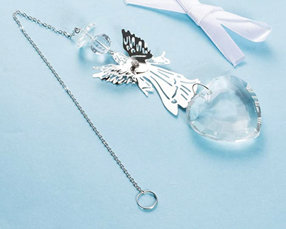 Crystal Heart Metal Angel Memorial Sun Catcher