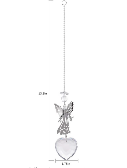Crystal Heart Metal Angel Memorial Sun Catcher