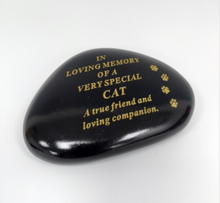 Load image into Gallery viewer, Black &amp; Gold Outdoor Memorial Pebble - Cat
