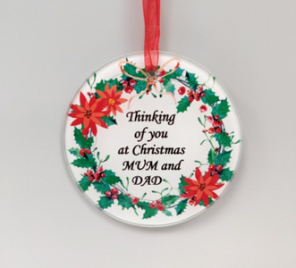 You added Mum and Dad Christmas Wreath Glass Tree Decoration to your cart.