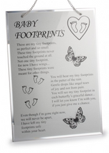 Load image into Gallery viewer, Baby Footprints Hanging Glass Memorial Plaque