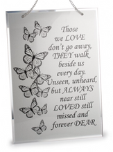Load image into Gallery viewer, Butterflies Hanging Glass Memorial Plaque