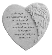 Load image into Gallery viewer, Large 23cm Memorial Heart Stone with Wing - Although it&#39;s difficult today