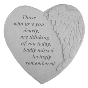 Large 23cm Memorial Heart Stone with Wing - Those Who Love You