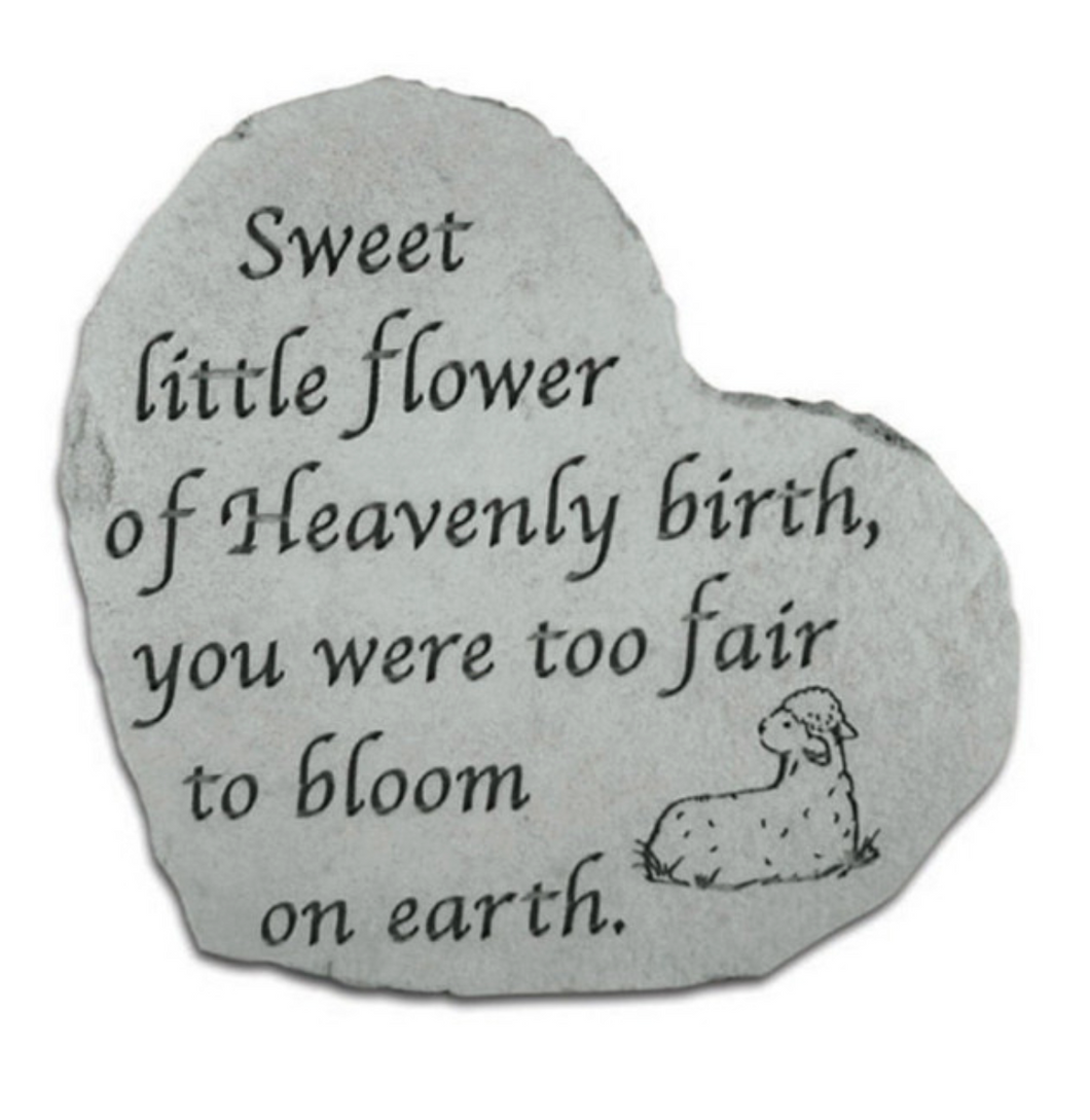 Large 22cm Memorial Heart Stone - Sweet Little Flower