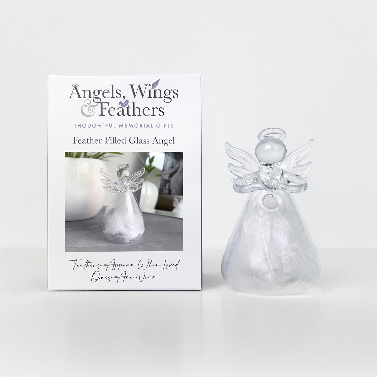 Angels, Wings & Feathers Feather Filled Glass Angel