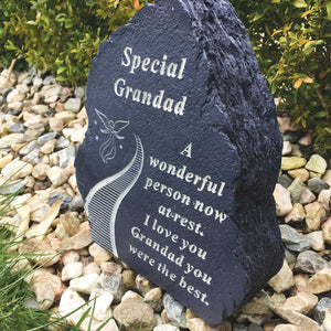 Outdoor Memorial Inscribed Rock. Stairway to Heaven. Special Grandad.