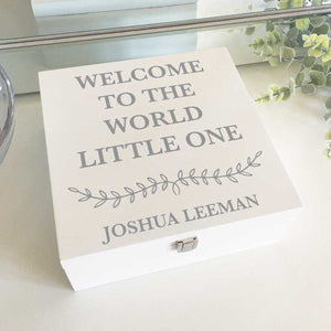 Personalised Memory & Keepsake Box. Wood. White, Coloured Text. Your Own Message