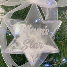 Load image into Gallery viewer, White Feather Filled Star Memorial Christmas Decoration