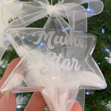 Load image into Gallery viewer, White Feather Filled Star Memorial Christmas Decoration