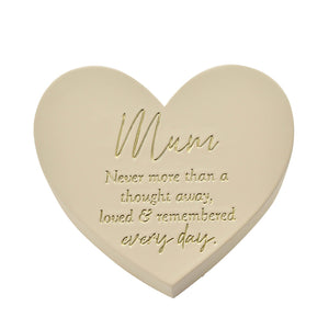 Graveside Ivory Heart Shaped Memorial Plaque - Mum