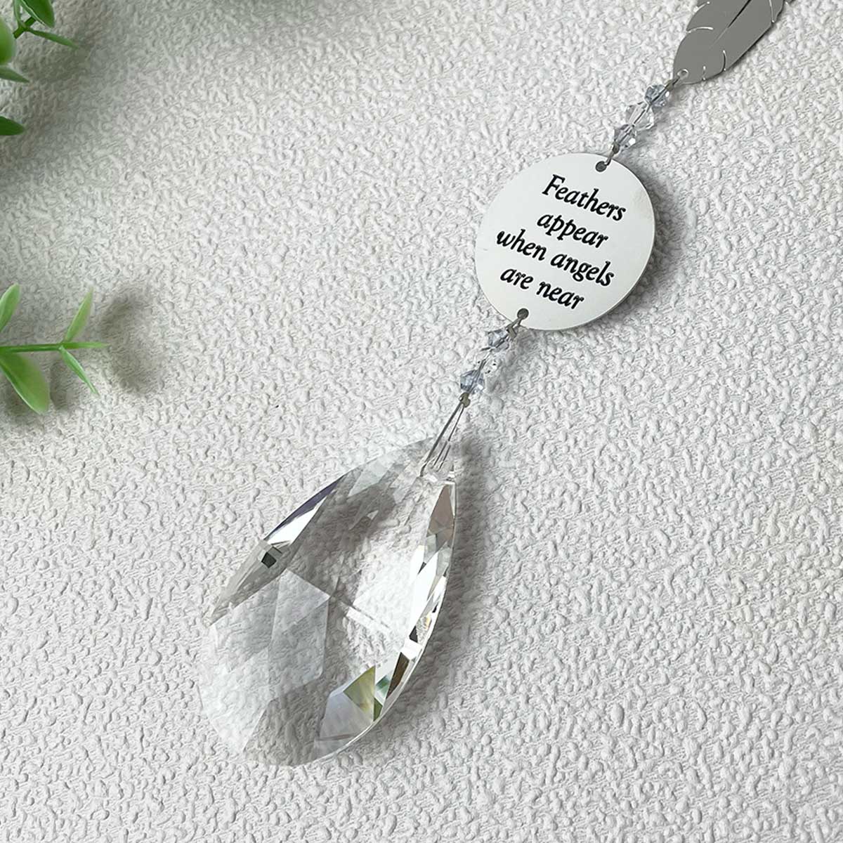 Crystal Metal Hanging Feather Memorial Sun Catcher