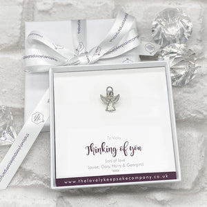 Memorial Token in Personalised Gift Box. Diamante Angel.