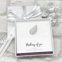 Load image into Gallery viewer, Memorial Token in Personalised Gift Box. Angel Wing. 