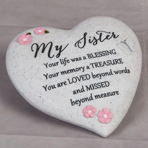 You added Outdoor Memorial Tribute. Heart Shaped Stone. Pink Flower/Butterfly Mofits. 'My Sister'. to your cart.