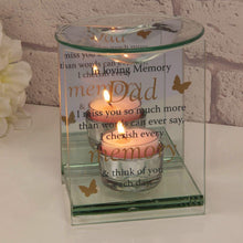 Load image into Gallery viewer, Remembrance Essential Oil Warmer, Glass, Butterfly Motif. &#39;Dad&#39;