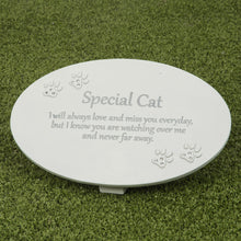 Load image into Gallery viewer, Cream Oval Resin Memorial Plaque - Cat