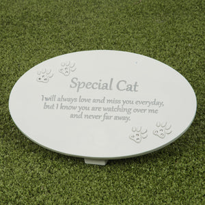 Cream Oval Resin Memorial Plaque - Cat