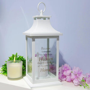 Memorial Lantern, 3 LED Candles, White, 'A little bit of Heaven in our Home' Sentiment