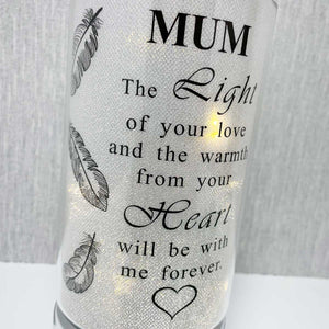 Memorial Tube Light with Heart - Mum