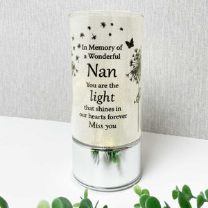 You added Memorial Indoor Cylinder Lantern. Butterfly & Dandelion Down. 'Nan ... Miss You'. to your cart.