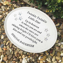 Load image into Gallery viewer, Outdoor Memorial Tribute. Oval. &#39;Twinkle Little Star - Special Daughter&#39;.