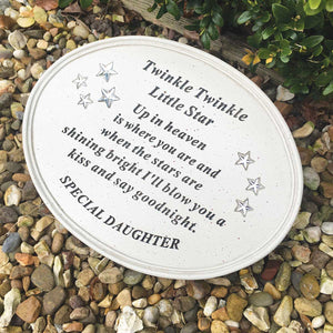 Outdoor Memorial Tribute. Oval. 'Twinkle Little Star - Special Daughter'.
