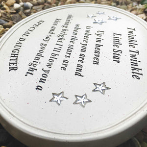 Outdoor Memorial Tribute. Oval. 'Twinkle Little Star - Special Daughter'.