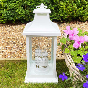Memorial Lantern, 3 LED Candles, White, 'A little bit of Heaven in our Home' Sentiment