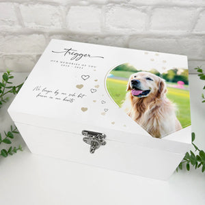 Personalised Pet Photo Memorial White Luxury Wooden Keepsake Box