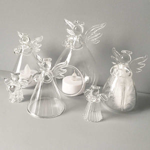 Memorial Angel. Clear Glass. For LED Candle / Air Plant / Special Little Object.