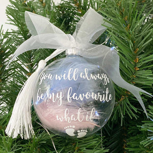 Angel Baby Feather Filled Glass Memorial Bauble