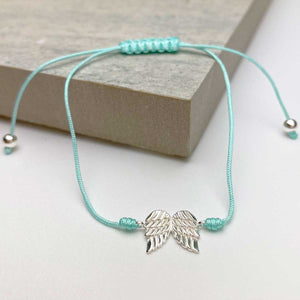 Sterling Silver Angel Wings & Cord Bracelet