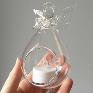 Memorial Angel. Clear Glass. For LED Candle / Air Plant / Special Little Object.